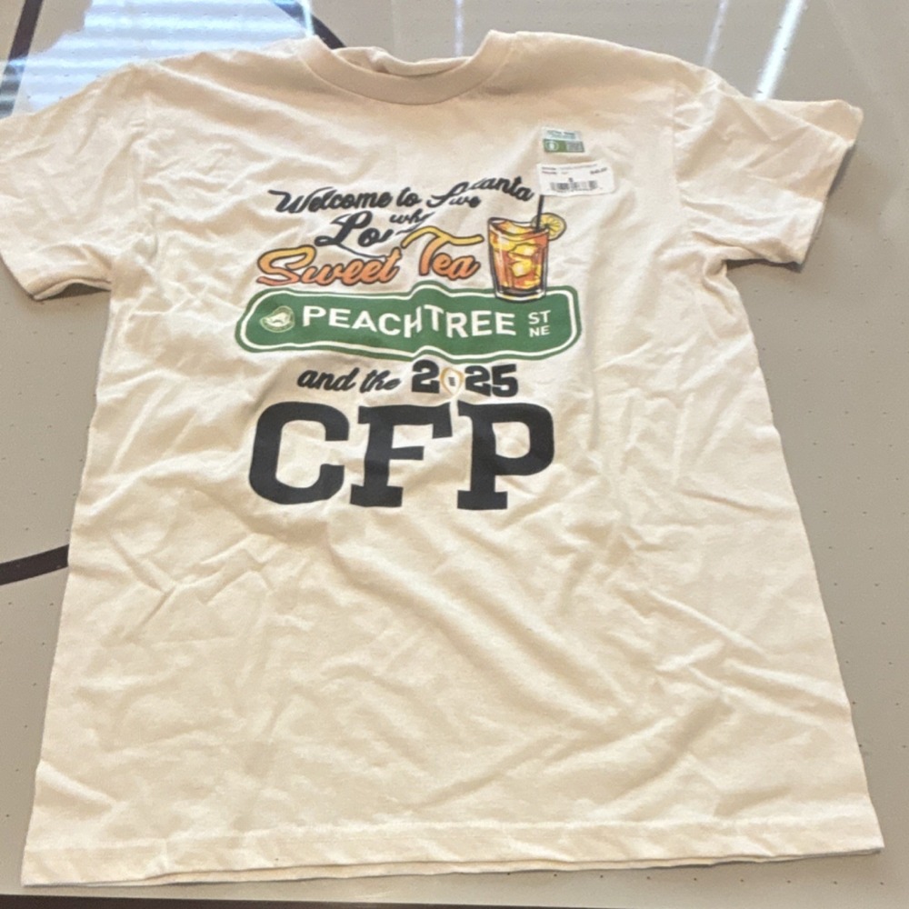 The Victory 2025 CFP Peachtree Sweet Tea Atlanta Shirt Natural Small Football